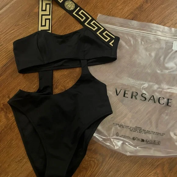 Versace Black and Gold Cut-Out One-Piece Swimsuit - Picture 9 of 9
